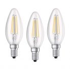 Osram Base átlátszó üveg búra/4W/470lm/2700K/E14/dobozos LED gyertya izzó 3 db