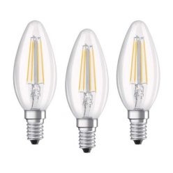   Osram Base átlátszó üveg búra/4W/470lm/2700K/E14/dobozos LED gyertya izzó 3 db