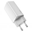 Baseus GaN2 Lite fali töltő, USB + USB-C, 65 W, EU (fehér)