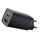 Baseus GaN2 Lite fali töltő, USB + USB-C, 65 W, EU (fekete)