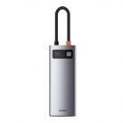 Baseus Metal Gleam Series 5 az 1-ben hub, USB-C - 3x USB 3.0 + HDMI + USB-C PD (szürke)