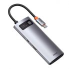 Baseus Metal Gleam Series 5 az 1-ben hub, USB-C - 3x USB 3.0 + HDMI + USB-C PD (szürke)