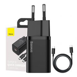   Baseus Super Si 1C 25W gyorstöltő adapter 1 m-es USB-C-USB-C kábellel (fekete)