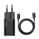 Baseus Super Si 1C 25W gyorstöltő adapter 1 m-es USB-C-USB-C kábellel (fekete)