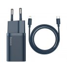 Baseus Super Si gyorstöltő 1C 20W, 1 m-es USB-C-Lightning kábellel (kék)