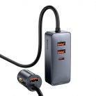 Baseus Share Together autós töltő hosszabbítóval, 3x USB, USB-C, 120W (szürke)