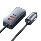 Baseus Share Together autós töltő hosszabbítóval, 3x USB, USB-C, 120W (szürke)