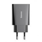 Baseus Speed Mini gyorstöltő, USB + USB-C, PD, 3A, 20 W (fekete)