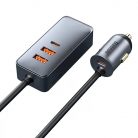 Baseus Share Together autós töltő hosszabbítóval, 2x USB, 2x USB-C, 120W (szürke)