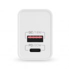 BlitzWolf BW-S20 hálózati töltő, USB és USB-C, 20W (fehér)