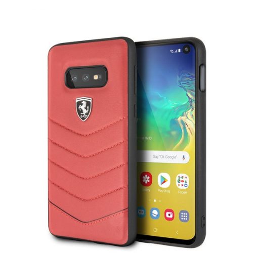 Ferrari Heritage Samsung S10 Lite tűzdelt bőr kemény piros tok