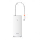 Baseus Lite Series 5 az 1-ben hub, USB-C - 4x USB 3.0 + USB-C + HDMI (fehér)