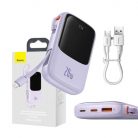 Powerbank Baseus Qpow Pro Lightning kábellel, USB-C, USB, 10000mAh, 20W (lila)