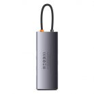 Baseus Metal Gleam Series 7 az 1-ben hub, USB-C - 3x USB 3.0 + 2x HDMI + USB-C PD + Ethernet RJ45