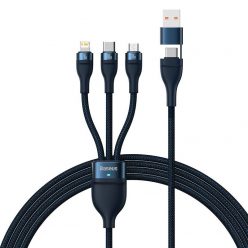   Baseus Flash Series 2, 3 az 1-ben USB kábel, USB-C / Micro-USB / Lightning, 100W, 1.2m (kék)