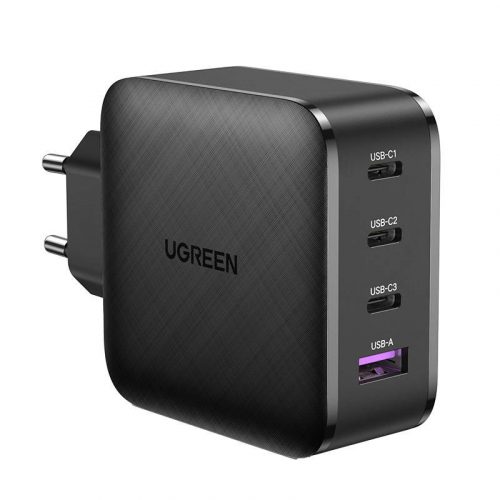 UGREEN CD224 hálózati töltő, 3x USB-C, 1x USB, Power Delivery 3.0, GaN, 65W (fekete)