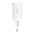 Baseus GaN5 Pro hálozati töltő, 2xUSB-C + USB, 65W (fehér)