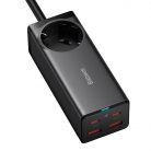 Baseus GaN3 Pro Töltő / elosztó, 2xUSB + 2xUSB-C + AC, 100W (fekete)