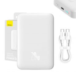   Baseus Magnetic Mini Powerbank, USB-C, 10000mAh, 20W, MagSafe (fehér)