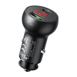   Mcdodo CC-7030 Car Charger, USB + USB-C, with Display, 45W (Black)