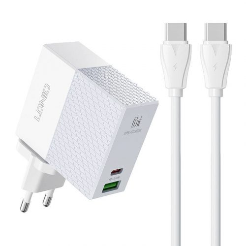 Wall charger LDNIO A2620C USB, USB-C 65W + USB-C - USB-C cable