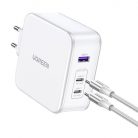 UGREEN Nexode 15339 hálózati töltő, 2xUSB-C, USB-A 3.0, PD3.0, QC4.0, GaN, 140W (fehér)