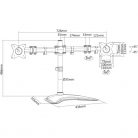 DIGITUS asztali univerzális (VESA 75 / 100) 2-es fekete monitor tartó konzol