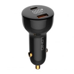   LDNIO C101 Car Charger, USB + USB-C, 100W + USB-C to USB-C Cable (Black)