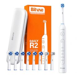   Rotary toothbrush with tips set and travel case Bitvae R2 (white)