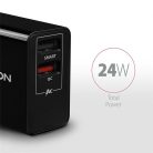 Axagon ACU-QS24 QC3.0 + 5V-1.2A fekete fali töltő