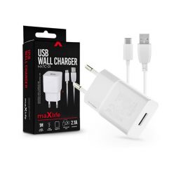   Maxlife TF-0100 univerzális fehér hálózati töltő adapter + 1m Type-C töltő és adatkábel