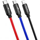 Baseus 3,5A 1,2m USB-A - Lightning/Type-C/MicroUSB tricolor harisnyázott háromágú kábel