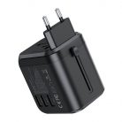 Choetech PD5008 travel charger, 3xUSB-A, 2xUSB-C, GaN, 35W, US/EU/UK/AU (black)