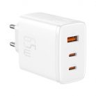 Baseus OS-Cube Pro hálózati töltő, 2xUSB-C + USB, 65W (fehér)