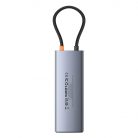 Baseus Metal Gleam II Series, Hub 10 az 1-ben, USB-C - 1xHDMI, USB-A (10Gbps), USB-C, 2xUSB-A, Ethernet RJ45, SD/TF kártya, mini-jack 3,5mm, USB-C(PD)