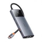 Baseus Metal Gleam II Series 6 az 1-ben hub USB-C, 3x USB 3.0, HDMI, USB-C PD, Ethernet RJ45