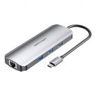 USB-C Docking Station to HDMI, 3x USB3.0, RJ45, SD, TF, PD 0.15m Vention TOKHB (gray)