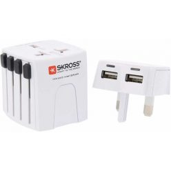   Skross MUVUSB-2-4-A 2xUSB töltő bemenettel világutazó adapter