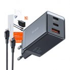 Mcdodo CH-1544 GaN wall charger, 2x USB-C, 1x USB, 67W + USB-C to USB-C cable (black)