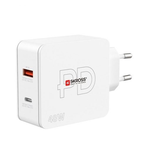 Skross 48W PD USB A/USB C fehér gyorstöltő