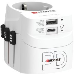   Skross USB A/USB C töltő bemenettel földelt világutazó adapter