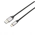 AVAX CB301G STEELY 1,5m 3A USB A-Type-C gyorstöltő sodorszálas acélszürke adat- és töltőkábel