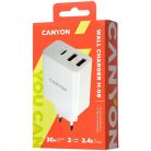 Canyon CNE-CHA08 univerzális hálózati töltő adapter fehér (QC)