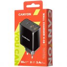 Canyon CNE-CHA08 univerzális hálózati töltő adapter fekete (QC)