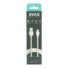 AVAX CB621 CREAMY+ USB A-Type C 2.4A, 1,5m fehér-ezüst gyorstöltő kábel