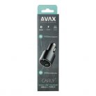 AVAX CC680B CARLY+ 140W USB A+Type C fekete autós töltő