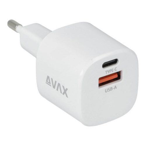 AVAX CH640W NANO+ 30W GaN USB A (QC4.0+)+ Type C (PD3.0) fehér hálózati gyorstöltő