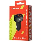 Canyon CNE-CCA07B QC 3.0 2.4A 3xUSB-A fekete autós töltő