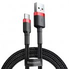 Baseus CATKLF-U91 Cafule 3m 2A USB A/USB C piros-fekete adat- és töltőkábel