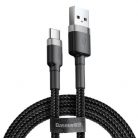 Baseus CATKLF-UG1 Cafule 3m 2A USB A/USB C szürke-fekete adat- és töltőkábel